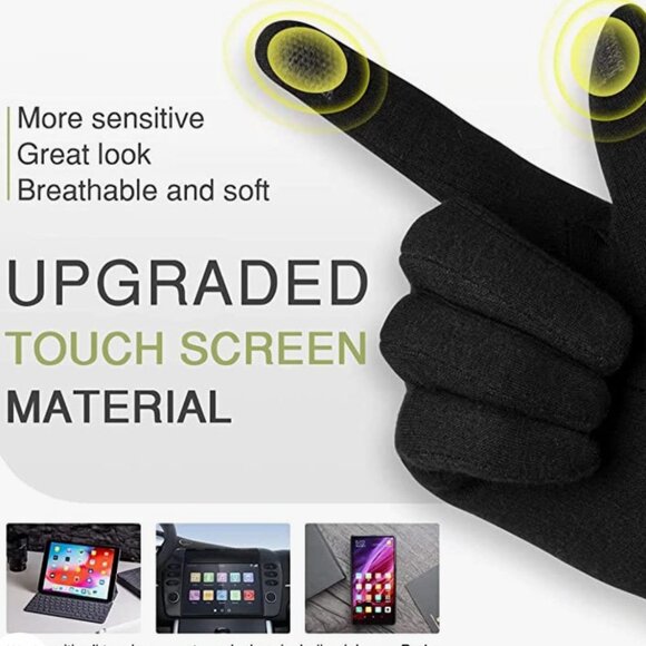 Black Button Plaid Smart Gloves Fleece Lined Smart Touch Text Friend - Picture 9 of 9